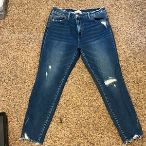 Trendy Blue Distressed Skinny Jeans